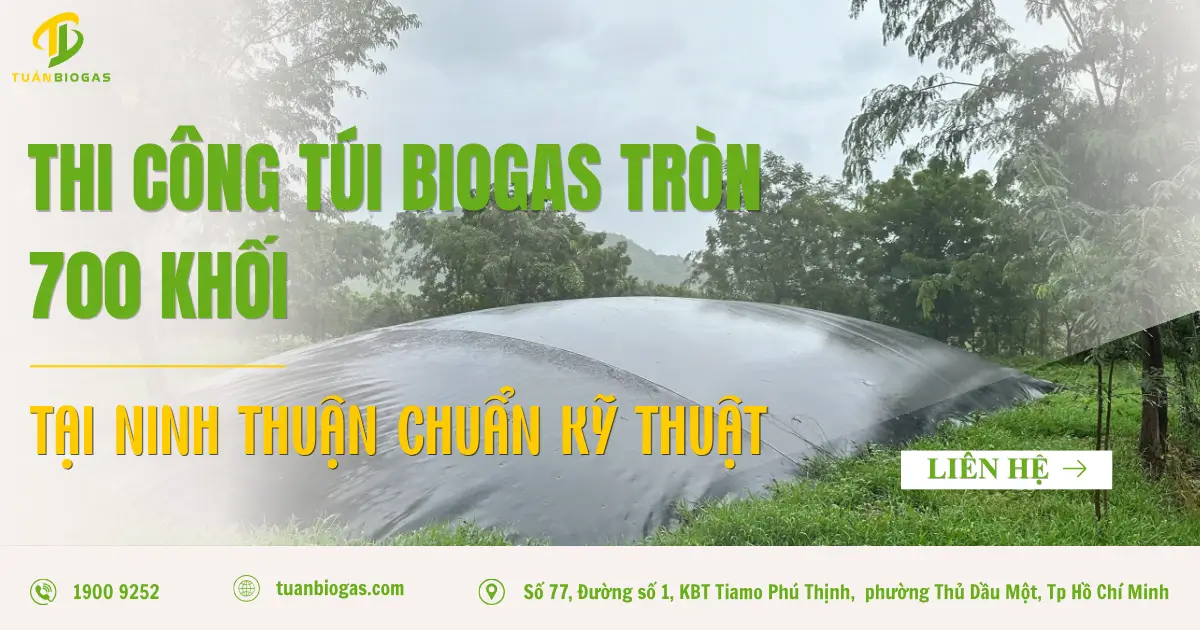 Thi Công Túi Biogas Tròn 700 Khối Tại Ninh Thuận: Quy Chuẩn Kỹ Thuật Chống Quá Áp Vùng Nắng Gắt